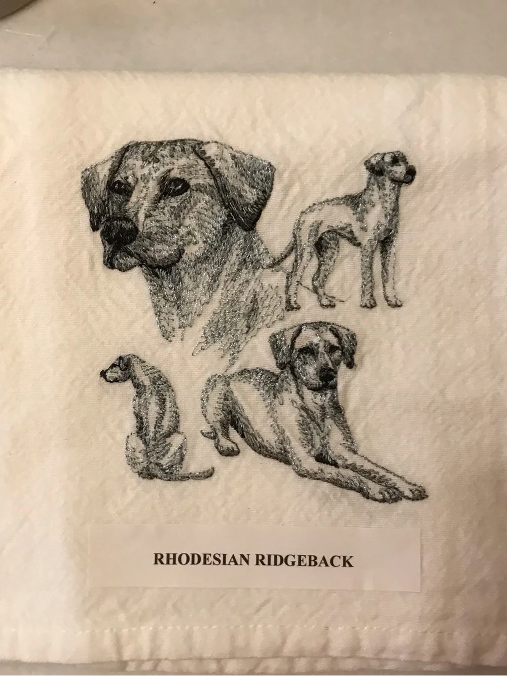 Rhodesian Ridgeback Machine Embroidered Dish Towel